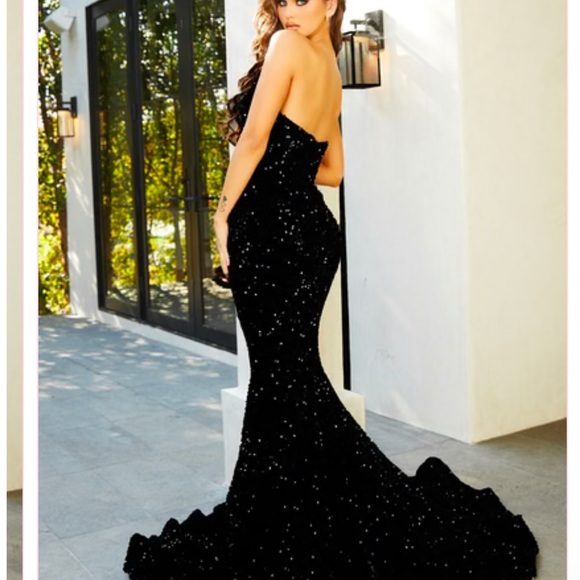 Portia and Scarlett Black Sequin Prom Dress